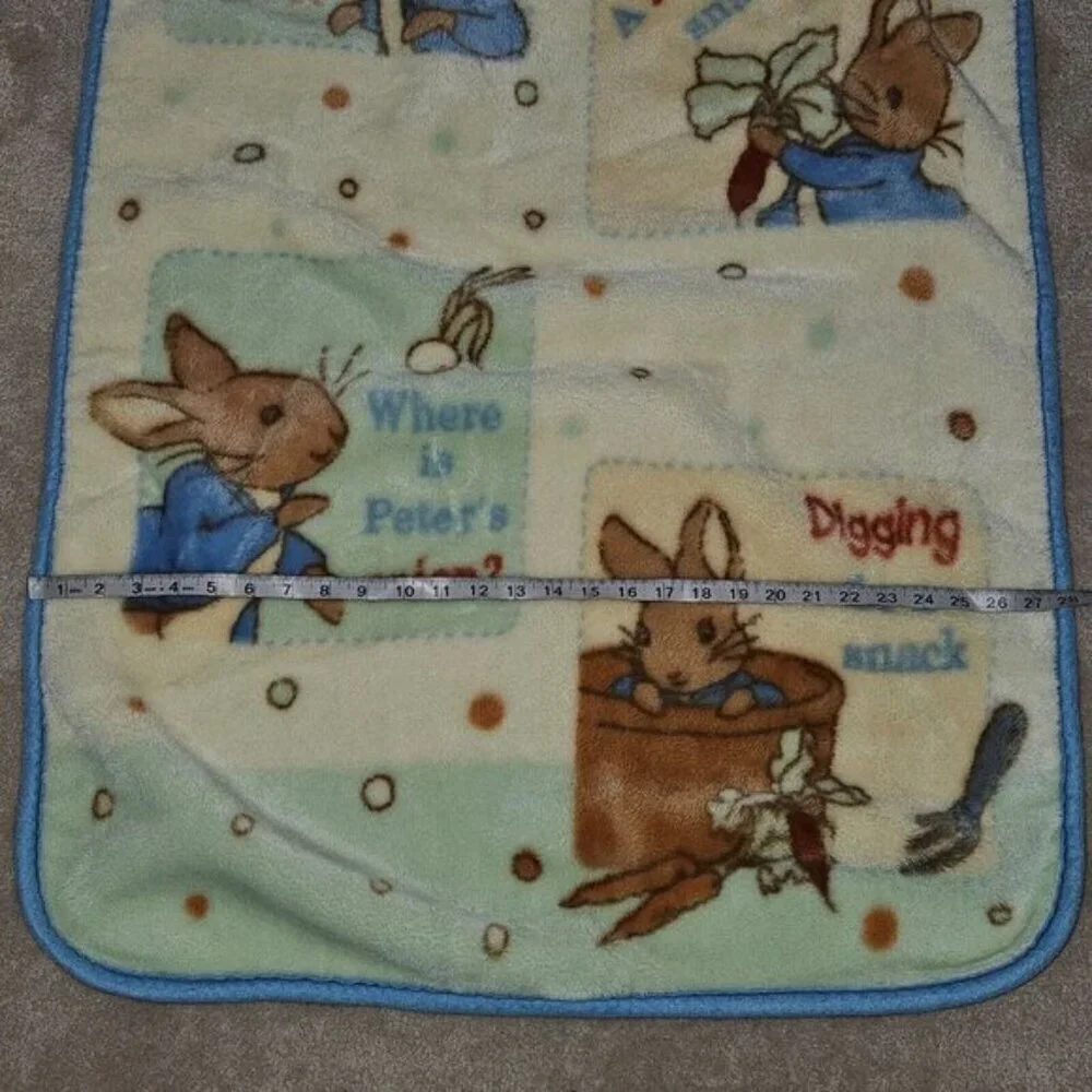 Beatrix Potter Peter Rabbit Baby Blanket 30x45 Acrylic Carrot Radish Crown Craft